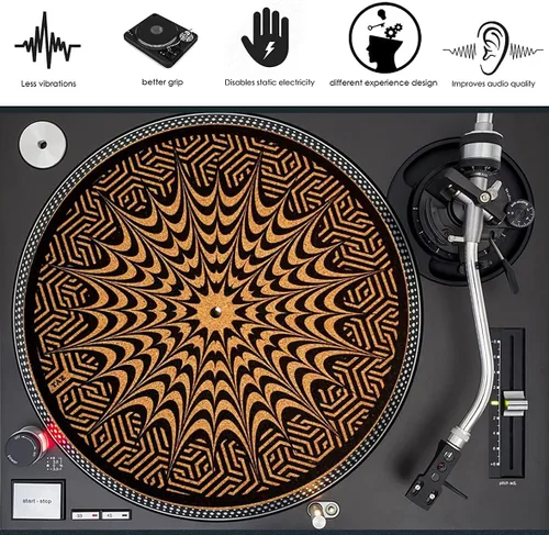 Vista 7 de Alfombrilla de corcho prémium para tocadiscos de corcho [0.157 in de grosor] para un mejor soporte de sonido en el tocadiscos de vinilo LP - Tapete