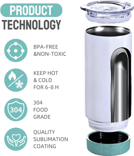 Vista 3 de Paquete de 6 vasos de sublimación aislados de 17 onzas a granel, vasos de doble pared de acero inoxidable con base de silicona de corcho y tapa