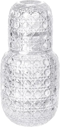 Vista 10 de Sizikato Jarra de Agua de Mesita de Noche de Cristal Transparente de 15 Oz con Vaso de Cristal.