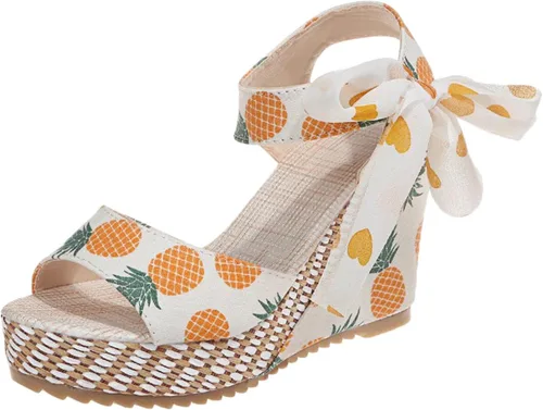 Vista 6 de NOLDARES Sandalias para mujer, sandalias de plataforma con punta abierta sin posicionar, con estampado floral