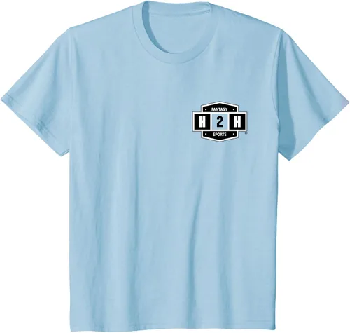 Vista 11 de H2H Fantasía Deportes bolsillo logotipo playera, Césped Azul Pastel