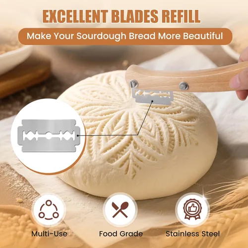 Vista 5 de CUNSENR Recambio de Cuchillas para Greñadora de Pan – Cuchillas de Acero Inoxidable para Arte Perfecto en el Pan, Adecuadas para Rebanar y Hacer