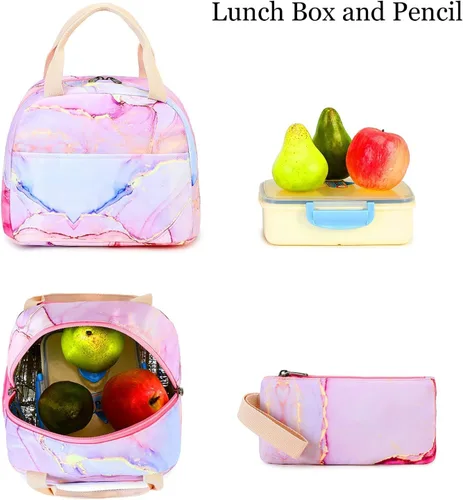 Vista 63 de LOIDOU Mochila para adolescentes y niñas, mochila escolar con lonchera y estuche para lápices, juego de bolsas escolares 3 en 1