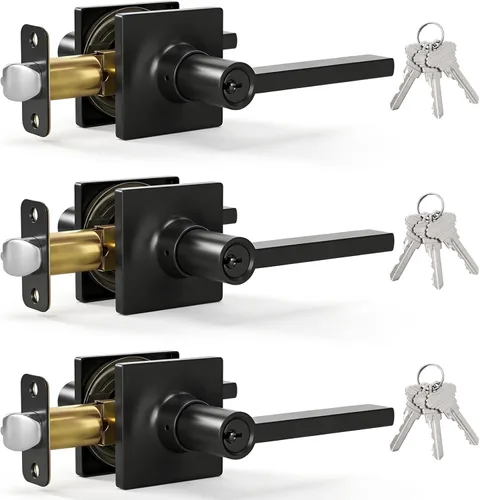 Vista 17 de HOSOM Dummy Door Handle,2 Pack Closets,French Double Doors Knobs Levers Negro mate