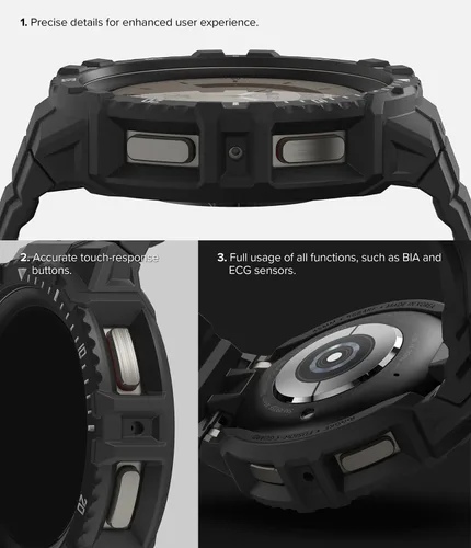 Vista 6 de Ringke - Correa para Samsung Galaxy Watch 5 Pro [Fusion-X Guard, negro] Funda protectora con correa, a prueba de golpes resistente y correa