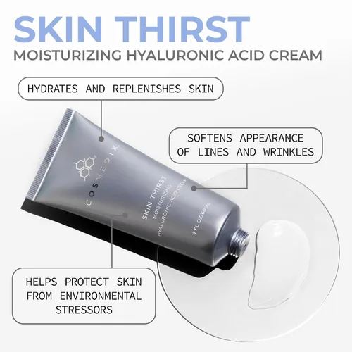 Vista 2 de COSMEDIX Skin Thirst - Hidratante de ácido hialurónico para el cuidado diario de la piel, loción facial hidratante, minimizador de poros