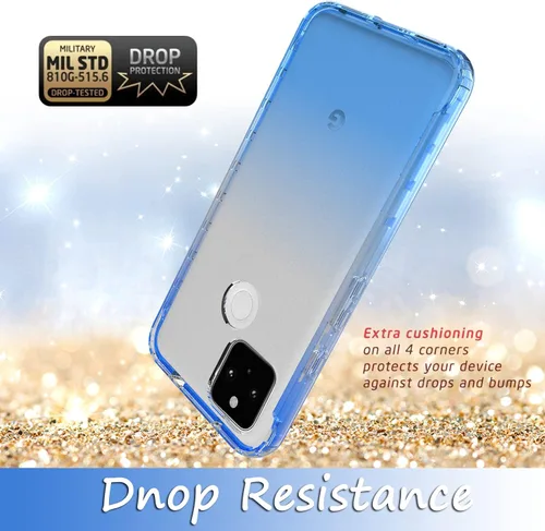 Vista 5 de Funda para Google Pixel 5a 5G con protector de pantalla integrado (no para Google Pixel 5), Rosebono Hybrid Gradient Transparente Suave TPU Clear