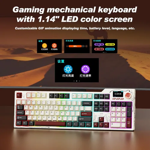 Vista 4 de Ajazz AK35I V4 Customizable Wireless Gaming Mechanical Keyboard, Wired/Wireless 2.4G/BT, Gasket Structure, 10000mAh Battery, Full-Color RGB