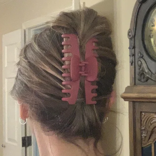 Vista 8 de Pinzas grandes para el cabello grueso, fino y fino, dientes de sujeción fuerte, pinzas de mandíbula granate entrelazadas para mujeres, juego de 3