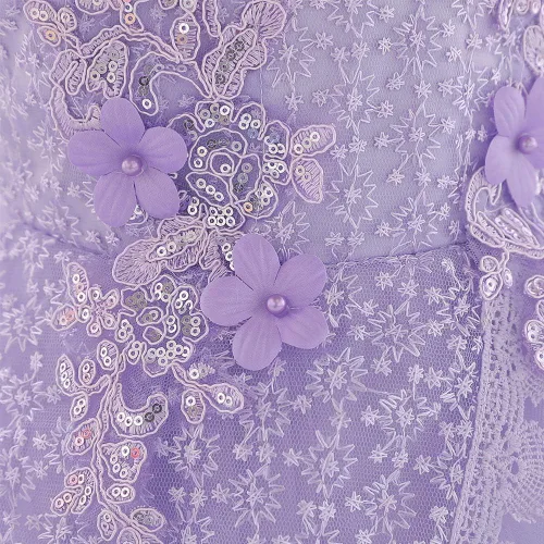 Vista 4 de OBEEII Vestido de bautizo para niña con bordado de flores tutú para ocasiones especiales