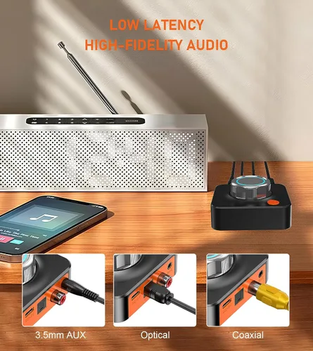 Vista 9 de Receptor Bluetooth para adaptador Bluetooth estéreo para el hogar Bluetooth Audio Receiver for Stereo Receiver & Old Speakers, Optical/COAXIAL/AUX