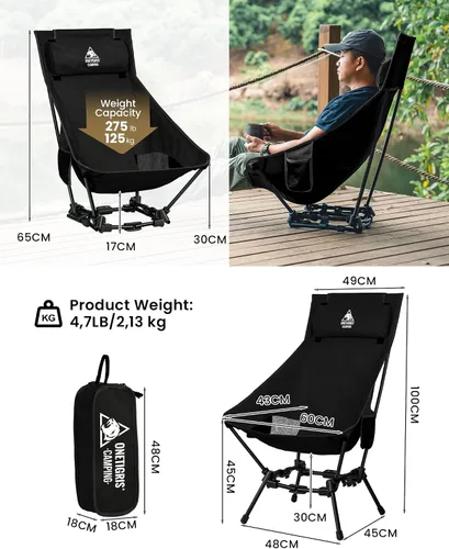 Vista 2 de ONETIGRIS Dragonhide - Silla de campamento de gran tamaño con diseño de almohada, cómodo asiento ampliado plegable, capacidad de 275 libras