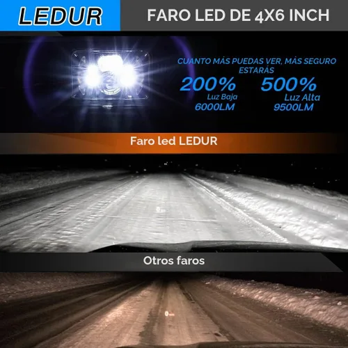 Vista 2 de LEDUR 4 x 6 pulgadas Faros delanteros LED aprobados por DOT, 4 piezas con señal de giro, DRL, alta/baja, haz sellado, rectangular, H6545, luz LED
