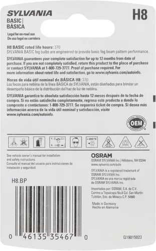 Vista 2 de SYLVANIA - H8 Basic - Bombilla halógena para faros, niebla, luces de circulación diurna y aplicaciones en curvas (contiene 1 bombilla)