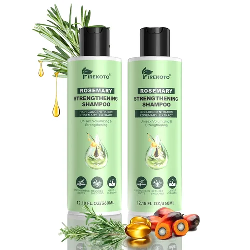 Vista 8 de Champú orgánico para el crecimiento del cabello con romero y biotina, exfolia y previene la rotura, fórmula ligera, más completo, más fuerte