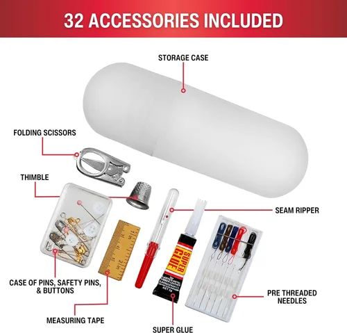 Vista 5 de SINGER Cesta de aparejos grande de alta calidad, estampado de flamenco pastel con kit de costura de viaje de emergencia y bolsa con cremallera a