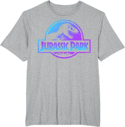 Vista 49 de Jurassic Park Camiseta de manga corta con logotipo Fossil azul y morado Negro