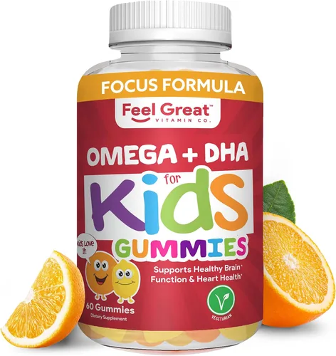 Vista 11 de Gomas DHA de Omega para niños de Feel Great Vitamins con Omega 3 6 9, Vitamina C Apoya la función cerebral saludable, la visión y la salud