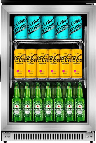 Vista 7 de Refrigerador de bebidas para exteriores de 15 pulgadas, refrigerador debajo de la encimera, enfriador de vino para exteriores de 120 latas