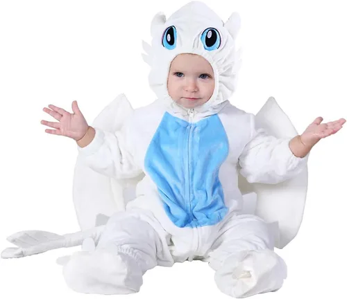 Vista 7 de Disfraz de dragón para bebé, mameluco de animal infantil, cosplay para niño Azure