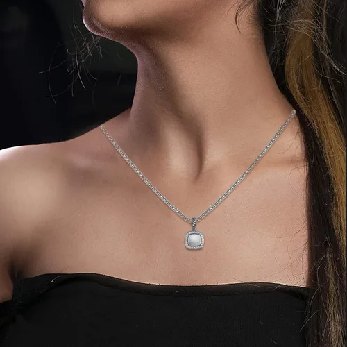 Vista 3 de Collar de circonita cúbica de diseñador inspirado en cable trenzado antiguo con alambre de circonita cúbica, joyería de marca de moda para regalo
