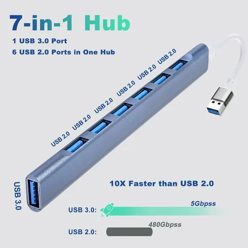 Vista 2 de Adaptador multipuerto USB C a USB, Hub USB 3.0 de aluminio de 4 puertos USB Splitter para computadora portátil, para MacBook Pro/Air, iPad Pro