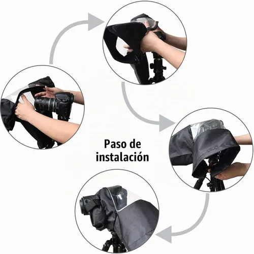 Vista 4 de Funda de lluvia para cámara, funda de nailon impermeable profesional, funda de lluvia para cámara réflex digital, protección para lluvia, nieve