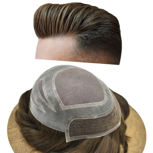 Vista 16 de Toupee For Men Hair Piece Real Human Hair Mens Hair System Fine Mono Mens Toupee Hair System For Men Hairpieces French Lace Natural Hairline8x10