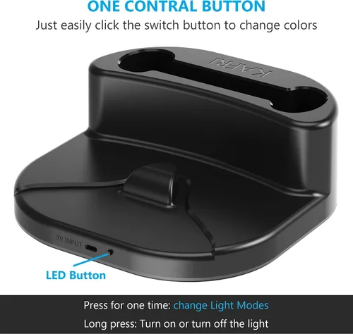 Vista 5 de KAFRI Base de carga para Oculus Quest 2 con luz LED soporte de carga de auriculares de realidad virtual y soporte de controlador accesorios