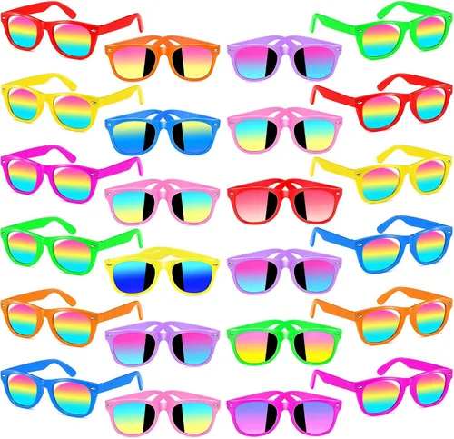 Vista 9 de INNOCHEER Gafas de sol de fiesta para niños con protección UV400, gafas de sol de neón para niños y niñas, gran regalo para recuerdos de fiesta