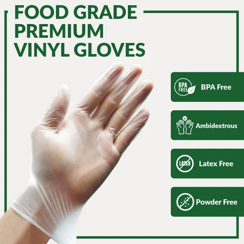 Vista 2 de GORILLA SUPPLY Disposable Heavy Duty Vinyl Gloves Latex & Powder Free, BPA Free Food Safe, 100, 300, 1000, S, M, L, XL