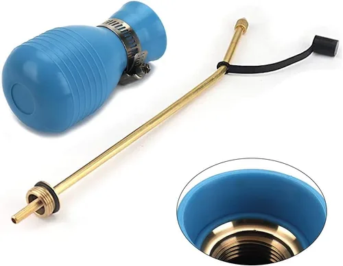 Vista 2 de SI FANG Polvo de tierra de diatomeas, pulverizador de bombillas de tratamiento de insectos con tubo largo de cobre, aplicador de polvo de Azul
