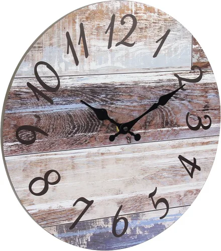 Vista 2 de Stonebriar - Reloj de pared de madera rústica, funciona con pilas, decoración de pared clásica de granja para la cocina, sala, dormitorio u oficina