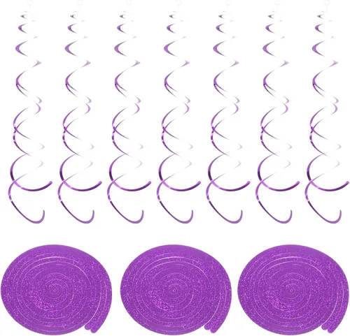 Vista 15 de MECCANIXITY 30 piezas negras colgantes de doble tira para colgar decoraciones de techo de plástico para fiestas de cumpleaños con gancho