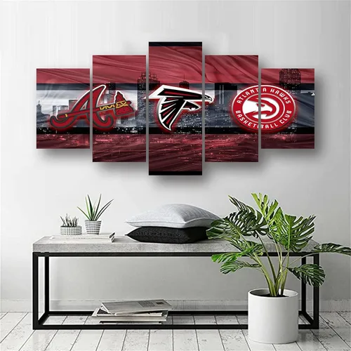 Vista 5 de Atlanta City - Póster del equipo deportivo de la ciudad de Atlanta, lienzo deportivo, patrón artístico de pared, diseño Art Deco para decoración