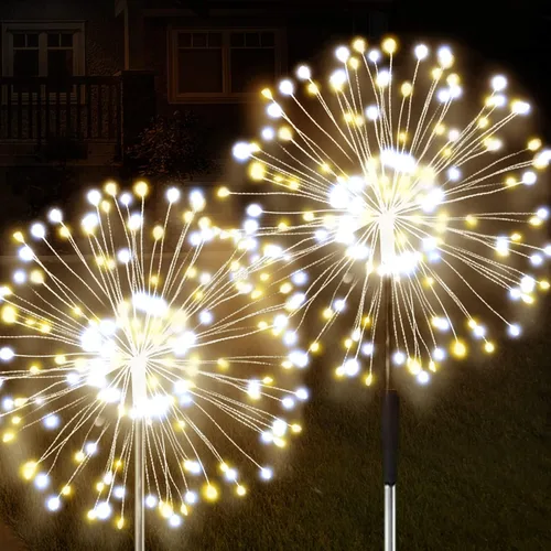 Vista 15 de JJGoo - Farolas solares con efecto de fuego, juego de 2, 135 LEDs, 2 modos de iluminación, luces solares para jardín al aire libre, impermeables