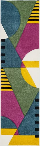 Vista 7 de SAFAVIEH - Alfombra decorativa de la colección Hollywood, 2'3" x 4', azul pavo real y fucsia, diseño moderno de mediados de siglo, sin