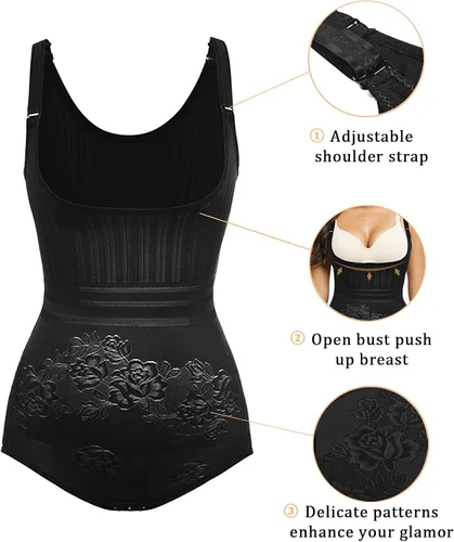 Vista 3 de SDRELA Bragas moldeadoras con control de abdomen para mujer con busto abierto moldeadoras de cuerpo