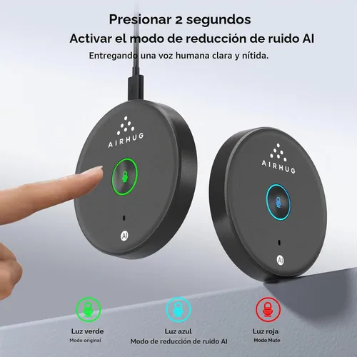 Vista 3 de AIRHUG Micrófono USB Sin Altavoz, Micrófono de Escritorio para Computadora, Botón de Silencio con Indicador LED, Reducción de Ruido AI, Condensador