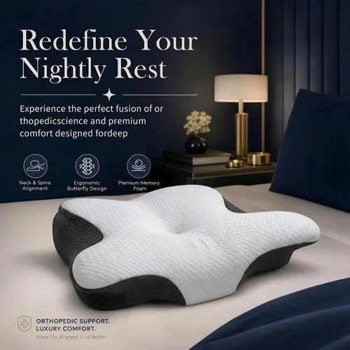 Vista 8 de Almohada cervical cervical para aliviar el dolor, almohada ergonómica de espuma viscoelástica para dormir, almohada ortopédica de apoyo