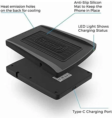 Vista 5 de Cargador inalámbrico de coche para Cadillac XT5/XT6 (2020-2023) - Panel de accesorios de consola central, salida de carga rápida de 15 W