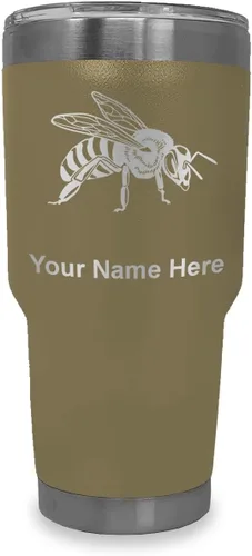 Vista 9 de LaserGram Vaso aislado al vacío de 20 onzas, abeja miel, grabado personalizado incluido (negro)