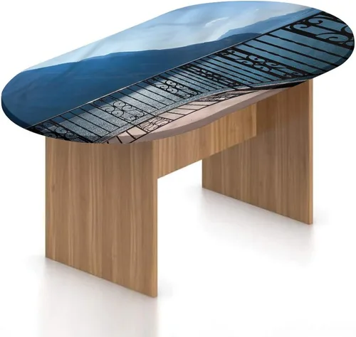 Vista 24 de XISUNYA Mantel ovalado ajustable para patio, moderno mantel de poliéster elástico con estampado de alas de talento de rock, se adapta a mesas