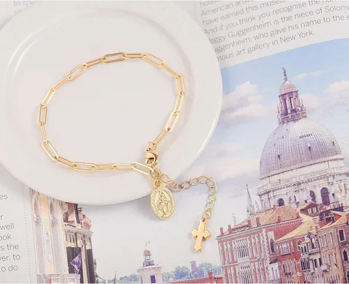 Vista 7 de Delicada pulsera de cadena ovalada de oro de 18 quilates con eslabones ajustables, hecha a mano para mujer, pulsera de cadena de clip para mujer