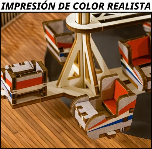 Vista 3 de Coasterdynamix 3-D Scrambler Carnival Ride - Kit de rompecabezas de construcción motorizado eléctrico, rompecabezas y mini modelos de decoración