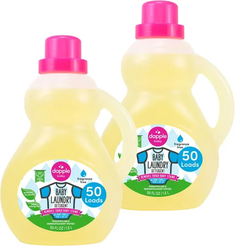 Vista 11 de Dapple Detergente para ropa de bebé, impulsado por plantas, concentrado, hipoalergénico, sin fragancia, paquete ecológico, quitamanchas, 34 fl oz