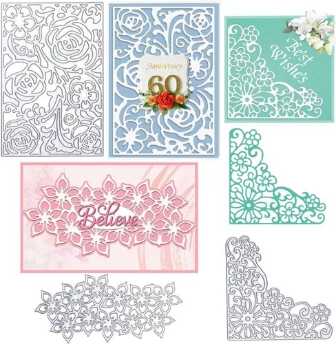 Vista 12 de ORIGACH 3 piezas de troqueles de corte de metal para el Día de la Madre y Feliz Día del Padre, plantillas de estampado en relieve para manualidades