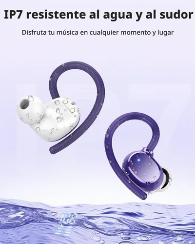 Vista 8 de hadbleng Auriculares inalámbricos Bluetooth deportivos 128 horas de reproducción Bluetooth 5.3 con pantalla LED, potentes graves sobre la oreja