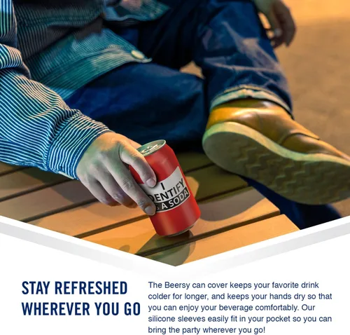 Vista 5 de Beersy Funda de silicona para latas de soda, funda de silicona aislada, aislante de latas multiusos, cubierta de bebida ajustada, soporte