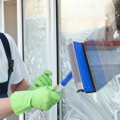 Vista 7 de Herramienta de limpieza de ventanas para el hogar con poste de extensión de 20 a 30 pulgadas, escobilla para limpieza del parabrisas del automóvil